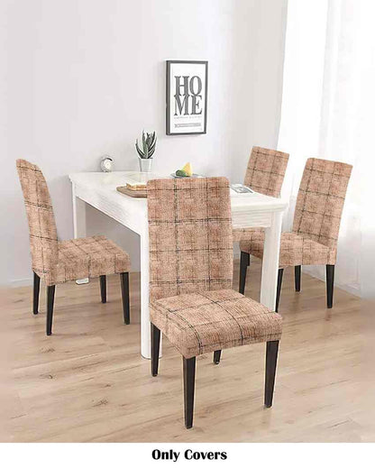 Beige Checkered Printed Chair Covers | 18 x 18 inches