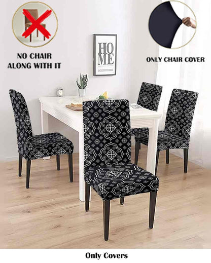 ONLY CHAIR COVER | Black and White Ethnic Motif Printed Chair Covers | 18 x 18 inches