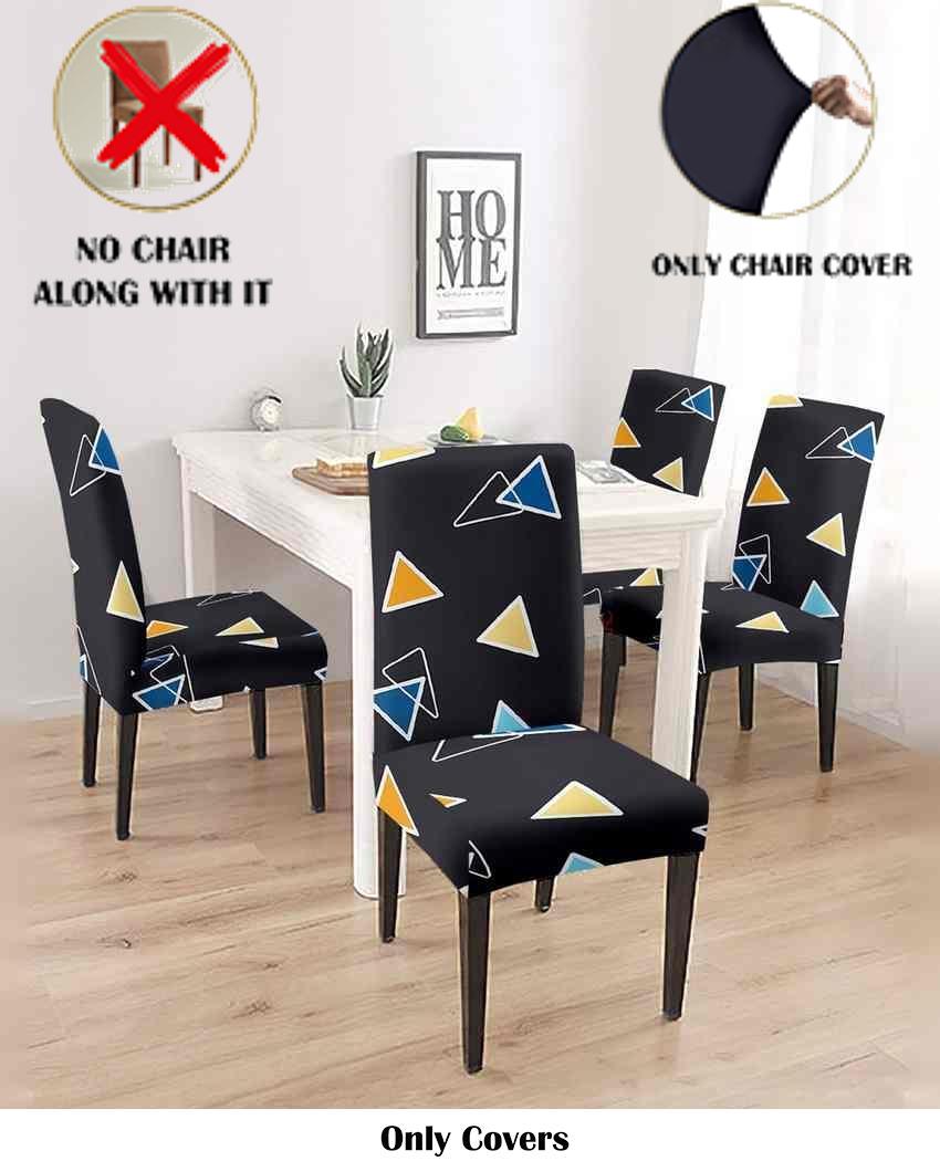 ONLY CHAIR COVER | Black and Yellow Abstract Printed Chair Covers | 18 x 18 inches