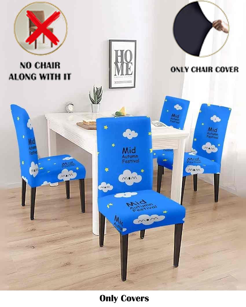 ONLY CHAIR COVER | Stylish Blue and White Printed Chair Covers | 18 x 18 inches