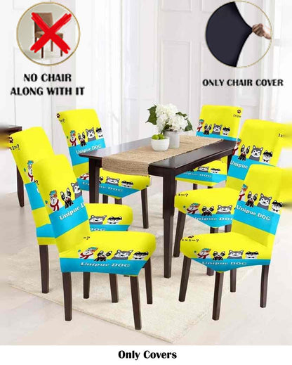 ONLY CHAIR COVER | Yellow Printed Chair Covers | 18 x 18 inches