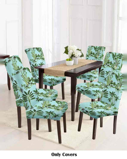 Sea Green Tropical Printed Chair Covers | 18 x 18 inches