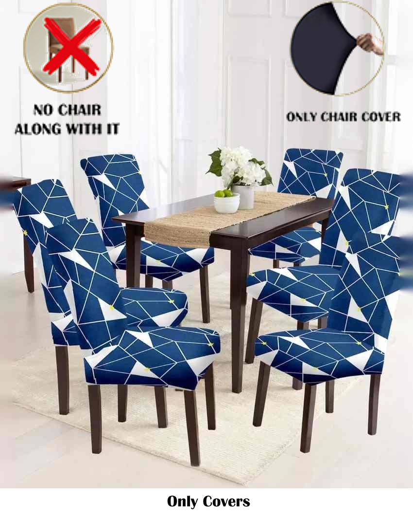 ONLY CHAIR COVER | Blue and White Geometric Printed Chair Covers | 18 x 18 inches