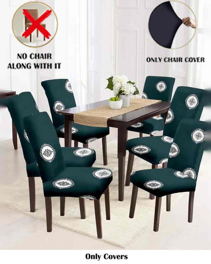 ONLY CHAIR COVER | Green and White Ethnic Motif Printed Chair Covers | 18 x 18 inches