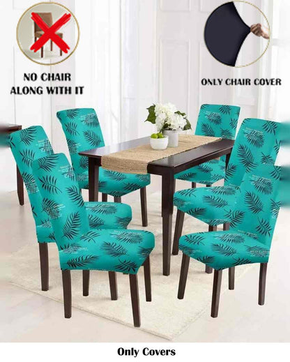 ONLY CHAIR COVER | Teal Leaf Printed Chair Covers | 18 x 18 inches