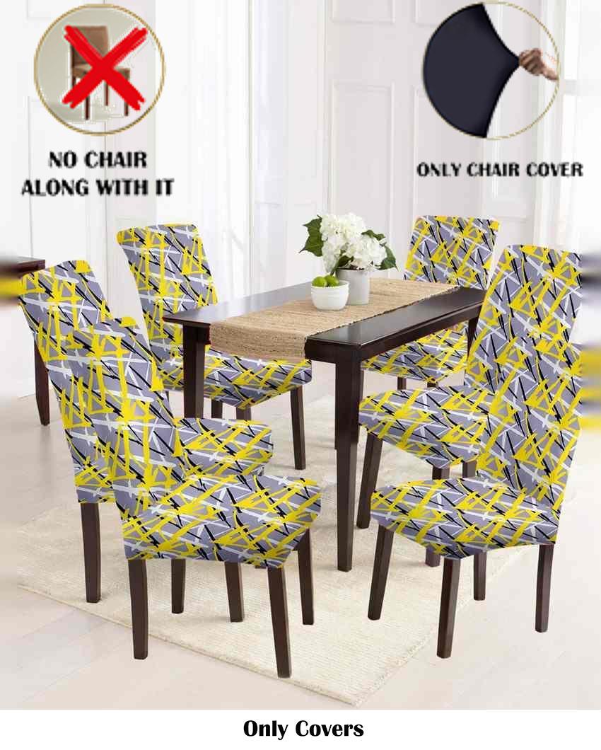 ONLY CHAIR COVER | Yellow and Grey Abstract Printed Chair Covers | 18 x 18 inches