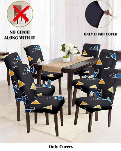 ONLY CHAIR COVER | Black and Yellow Abstract Printed Chair Covers | 18 x 18 inches