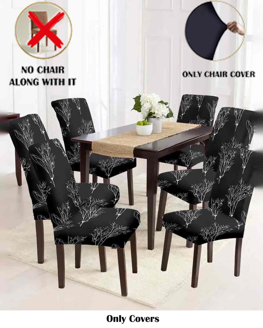 ONLY CHAIR COVER | Black and White Leaf Printed Chair Covers | 18 x 18 inches