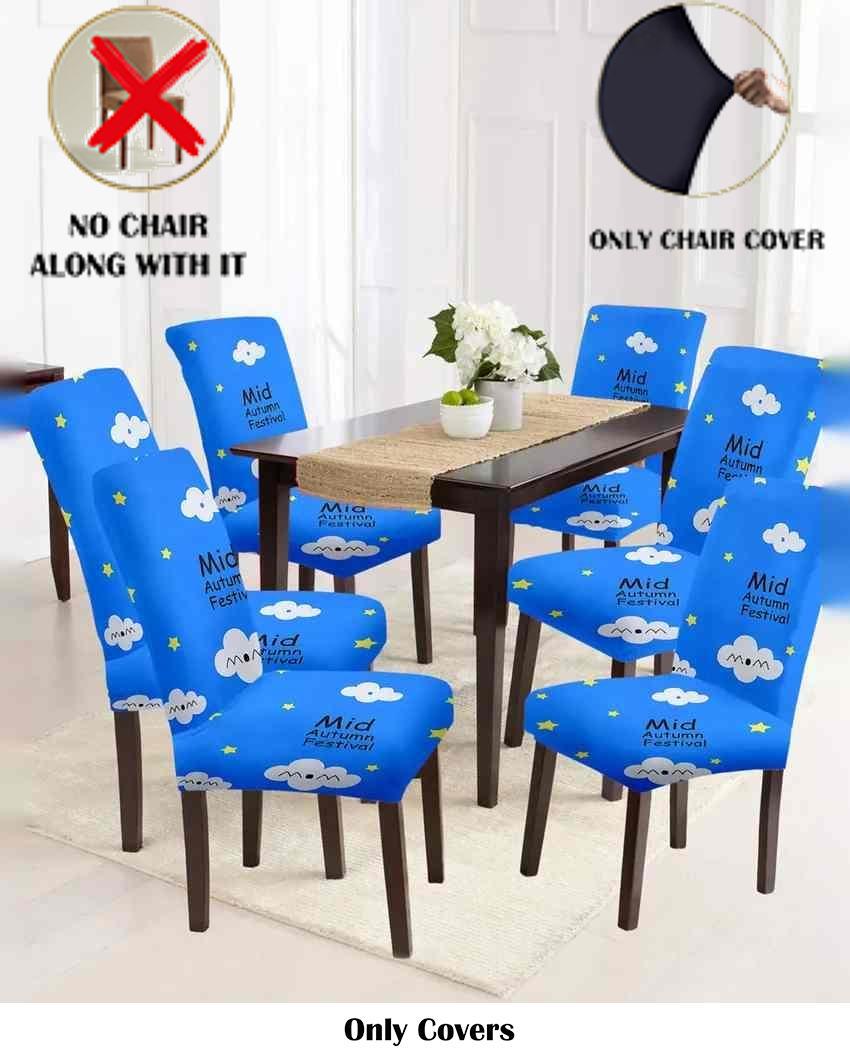 ONLY CHAIR COVER | Stylish Blue and White Printed Chair Covers | 18 x 18 inches