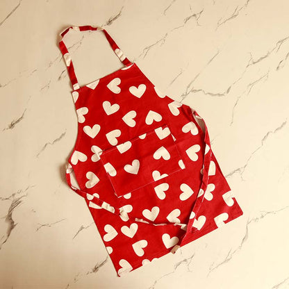 Red & White Heart Kitchen Apron, Glove & Potholder Set