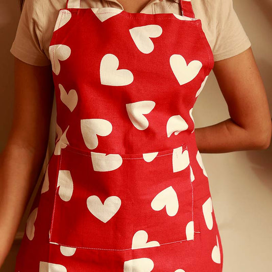 Red & White Heart Kitchen Apron, Glove & Potholder Set