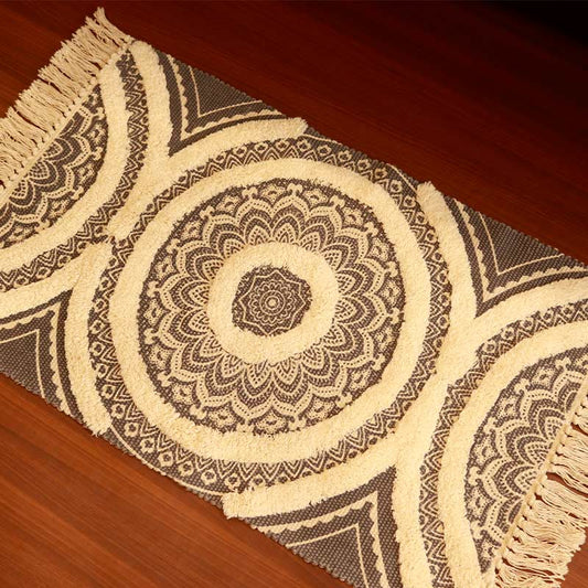 Hand-loomed Cotton Bedside Mat | 34 x 21 Inches - Dusaan