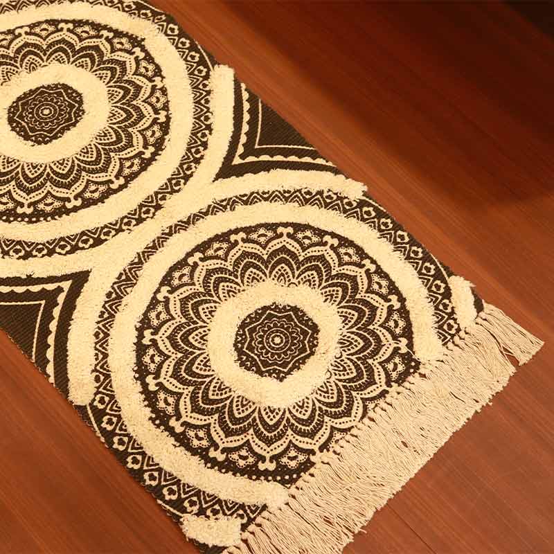 Black & White Hand-loomed Cotton Runner Mat | 54 x 22 inches