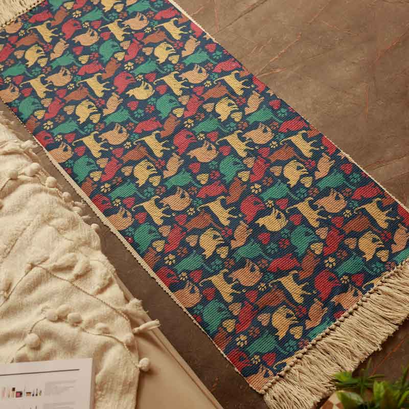 Animal Printed Cotton Bedside Runner | 54 x 22 Inches
