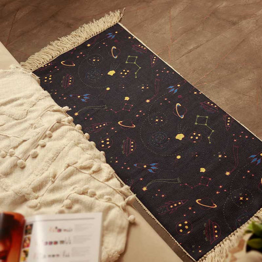 Black Sky Printed Cotton Bedside Runner | 55 x 20 Inches