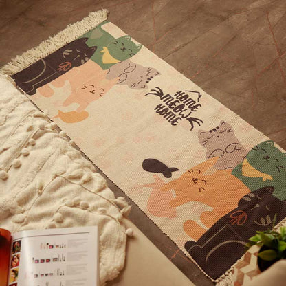 Pictorial Meow Printed Plyster Bedside Runner | 54 x 22 Inches