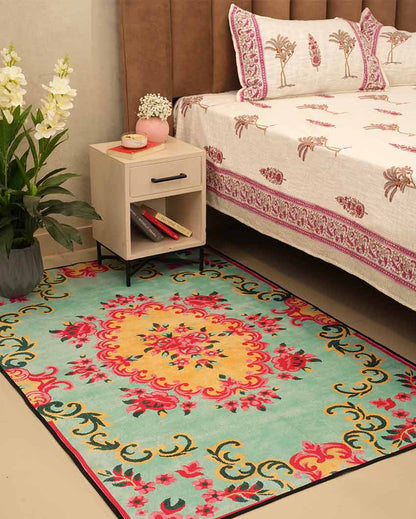 Multicolor Floral Printed Rubber Back Carpet