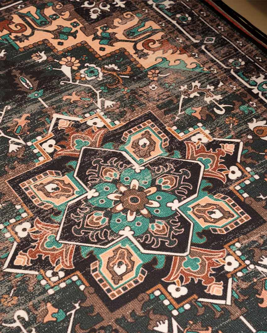 Rangoli Floral Printed Design Rubber Back Carpet