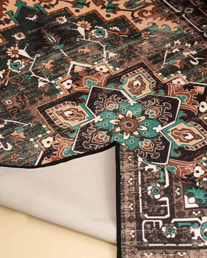 Rangoli Floral Printed Design Rubber Back Carpet