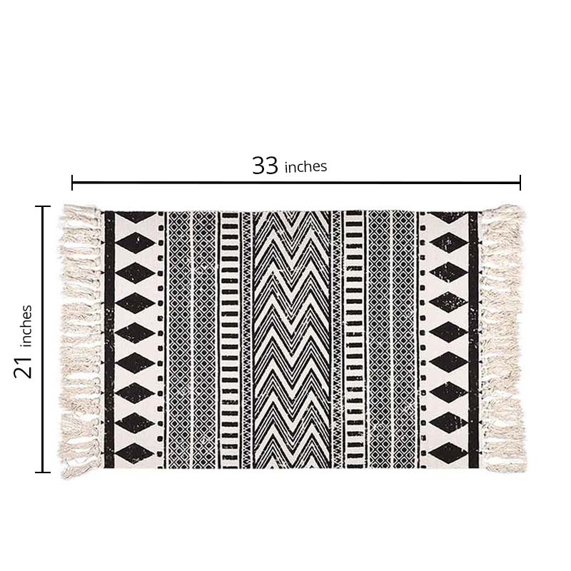 Contemporary Multicolor Printed Cotton Dhurrie | Floormat | 33x21 Inches