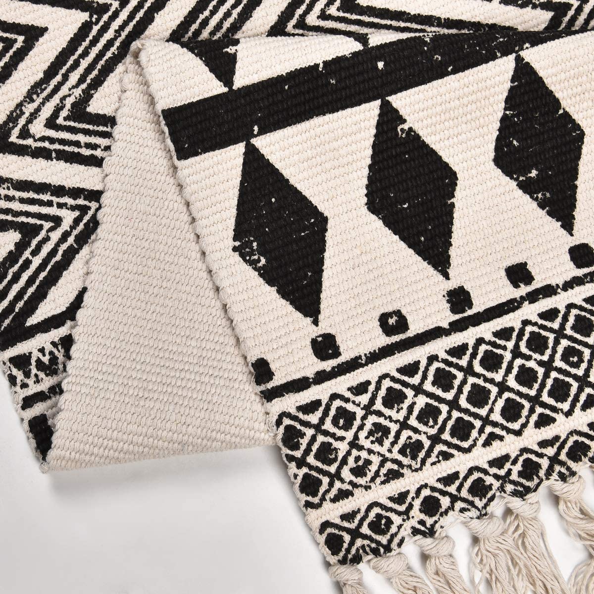 Black Pattern Accent Floor Mat | 34 x 21 inches