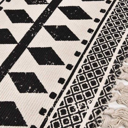 Black Pattern Accent Floor Mat | 34 x 21 inches