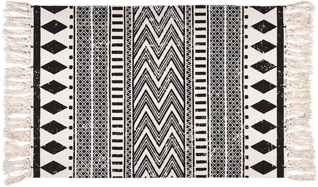Black Pattern Accent Floor Mat | 34 x 21 inches
