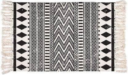Black Pattern Accent Floor Mat | 34 x 21 inches