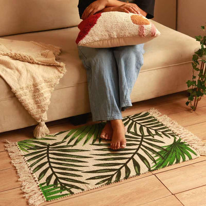 Aisle Multicolor Printed Cotton Cotton Dhurrie | Floormat | 33x21 Inches