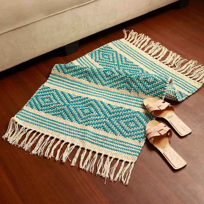 Chic Printed Cotton Dhurrie | Floormat | 34x21 Inches