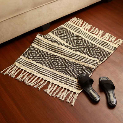 Chic Printed Cotton Dhurrie | Floormat | 34x21 Inches
