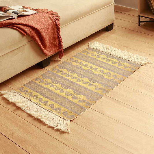 Mario Multi Colored Printed Dhurrie | Floormat | 34x21 Inches