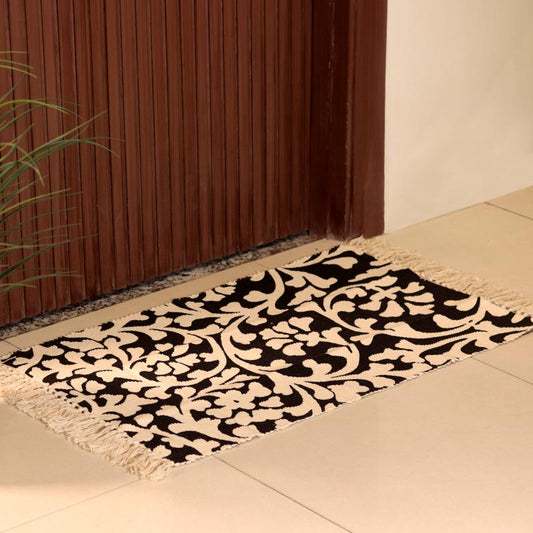 Black & White Floral Design Doormat Default Title