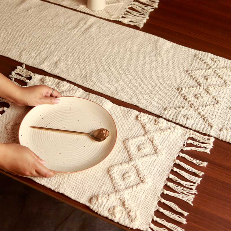 Handmade Natural Diamond Table Placemats | Set of 2,4 | 13x19 Inches Set of 2