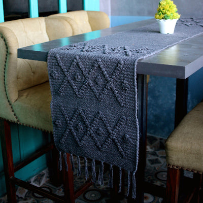 Black Cotton Textured Table Runner | 72 x 12 inches