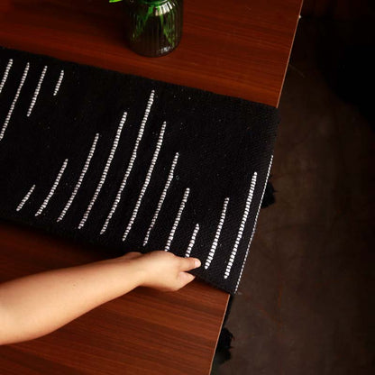 Black & White Hand-loomed Cotton Runner | 72 x 13 Inches Default Title