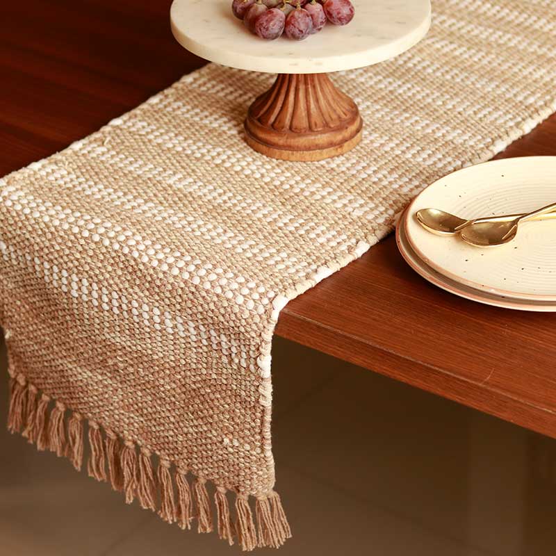 Earthy Handwoven Cotton Runner | 72 x 13 Inches