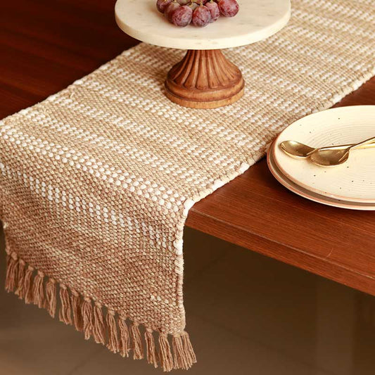 Natural Hand-loomed Cotton Runner | 72 x 13 Inches