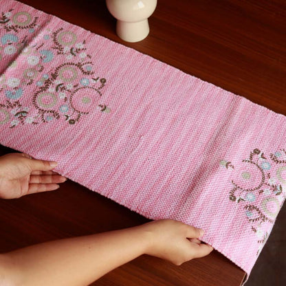 Pink Hand-loomed Cotton Runner | 72 x 13 Inches Default Title