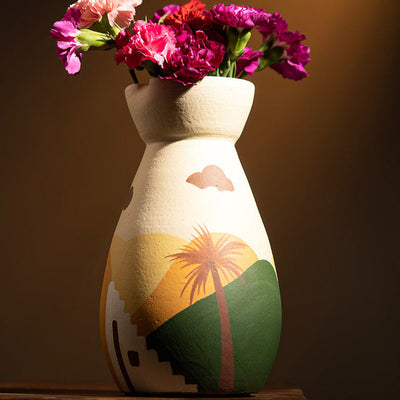 Palm Oasis Terracotta Vase | 6 x 10 inches