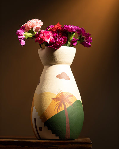 Palm Oasis Terracotta Vase | 6 x 10 inches