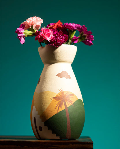 Palm Oasis Terracotta Vase | 6 x 10 inches