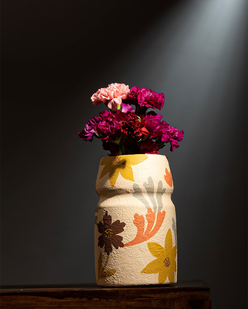 Floral Charm Terracotta Vase | 5 x 8 inches