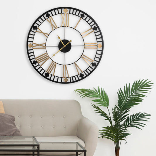 Gold & Black Round Wall Clock Default Title
