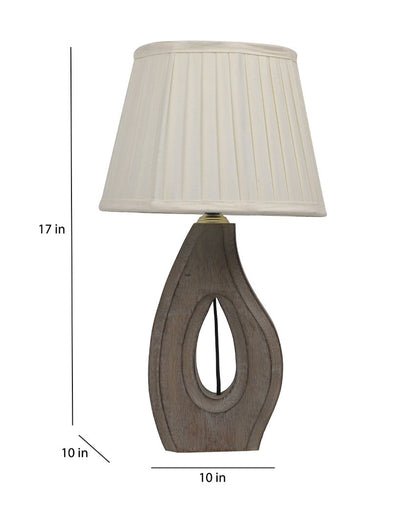 Timeless Charm Wooden Table Lamp with Off-White Satin Shade | Bulb Not Included | 10 x 17 inches