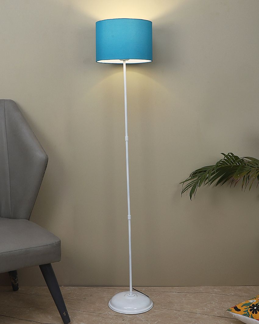 Uplifted Foldable Design Iron Stand Floor Lamp with Cotton Shade | Bulb Not Included | 12 x 57 inches