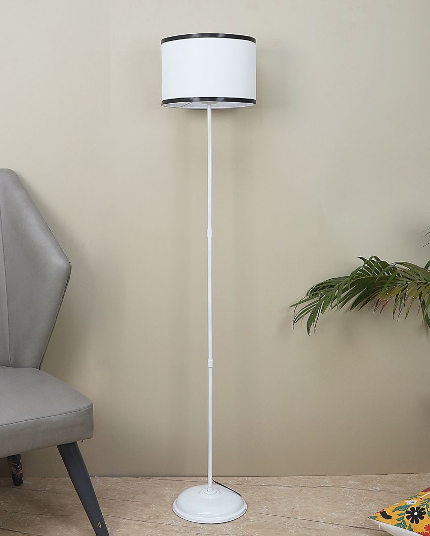 Uplifted Foldable Design White Iron Floor Lamp with Cotton Shade | Bulb Not Included | 12 x 57 inches