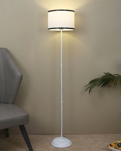 Uplifted Foldable Design White Iron Floor Lamp with Cotton Shade | Bulb Not Included | 12 x 57 inches