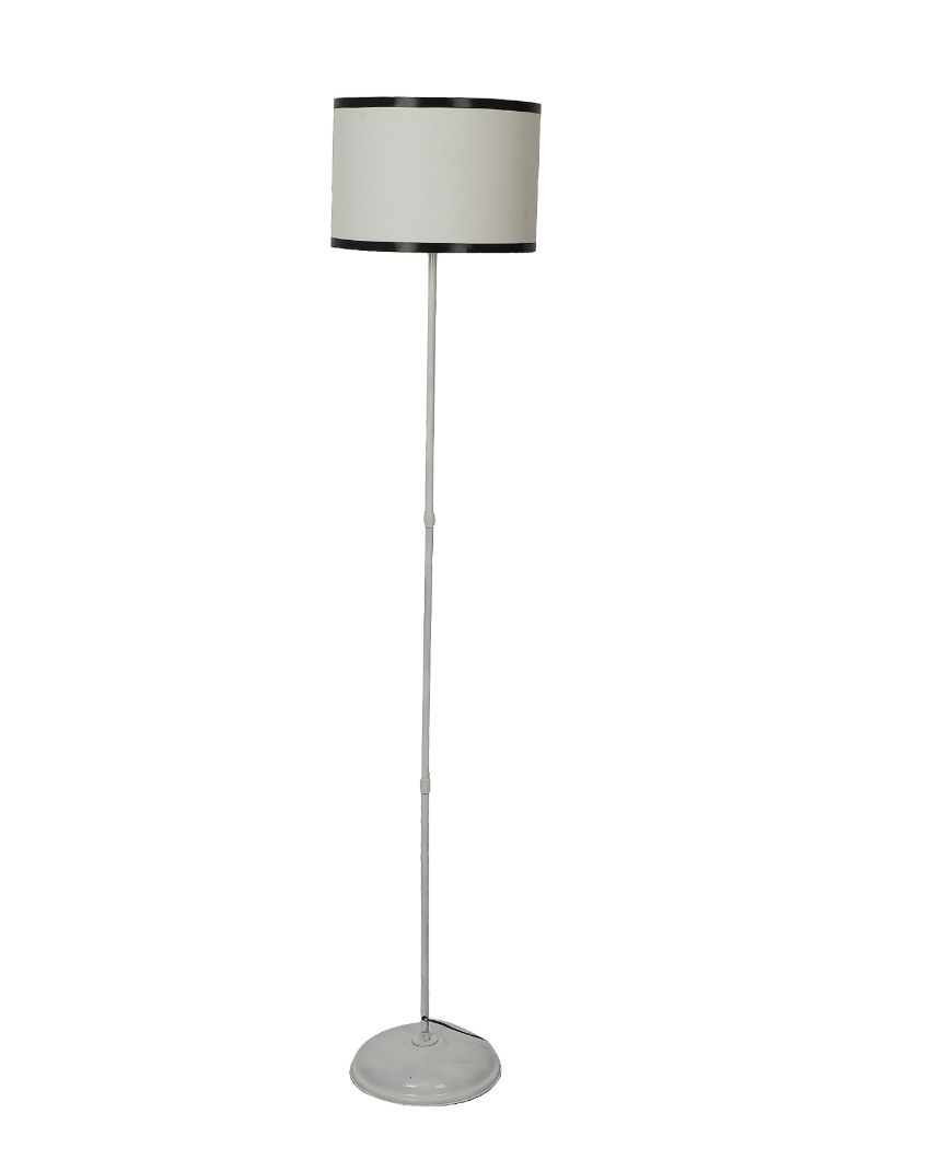 Uplifted Foldable Design White Iron Floor Lamp with Cotton Shade | Bulb Not Included | 12 x 57 inches