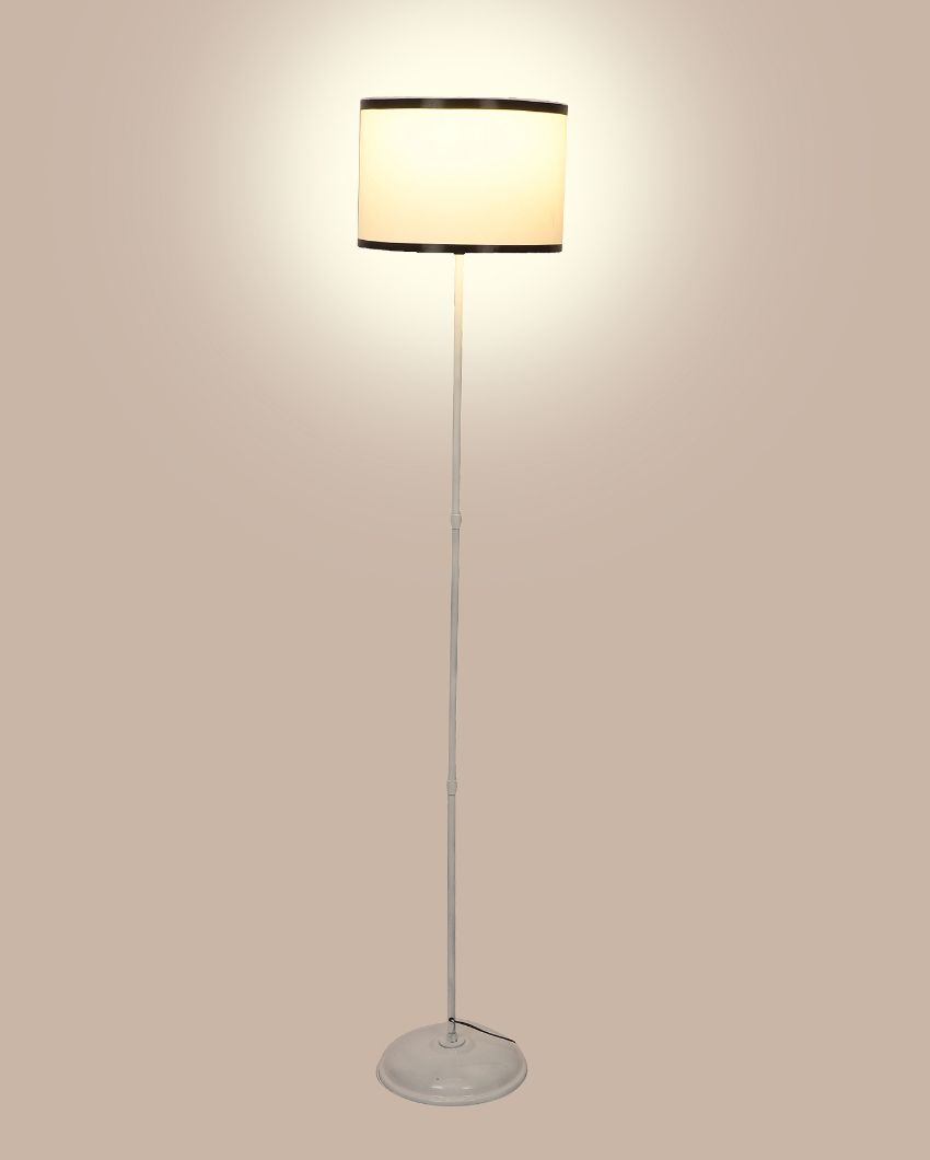 Uplifted Foldable Design White Iron Floor Lamp with Cotton Shade | Bulb Not Included | 12 x 57 inches